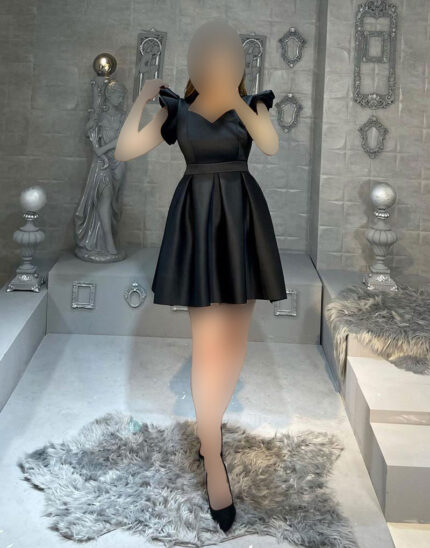 پیراهن مجلسی کوتاه عروسکی ساندویچی حلزونی